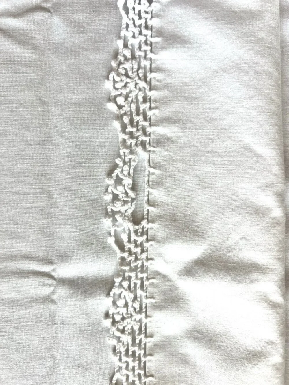 Vintage White Pillowcase PAIR Hand-Crocheted Lace Trim 30